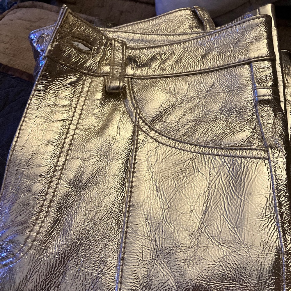 Zadig & Voltaire Poete Gold Foil Leather Pant 36